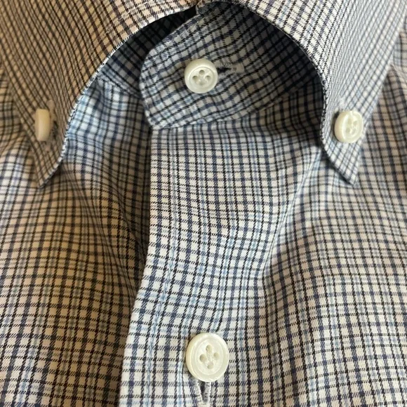 PETER MILLAR COLLECTION Flex Finish Mini Check Button Down Shirt Size M $275 - Picture 3 of 5